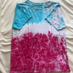Tie Dye T-Shirt Baby Blue White Hot Pink